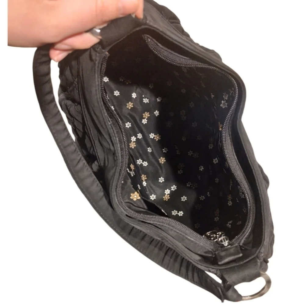 Vera Bradley Black Hobo Bag with Slouchy Shape and Textured Fabric